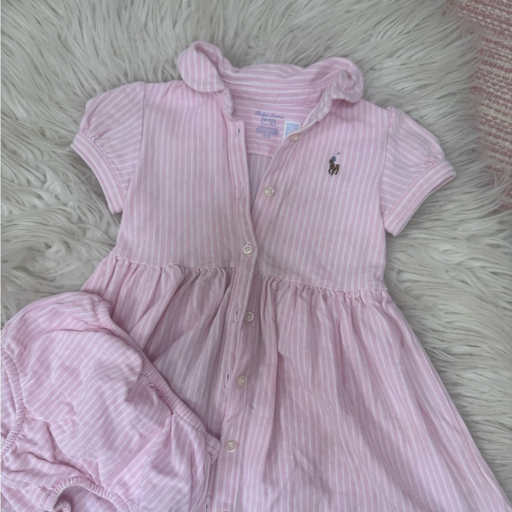 Pink Striped Polo Dress with Bloomers